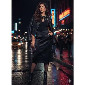 Vintage Buffalo David Britton Black Edris 100% Silk Skirt in Size 29/8